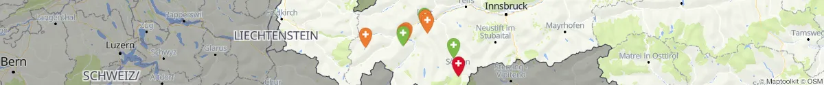 Kartenansicht für Apotheken-Notdienste in der Nähe von Nauders (Landeck, Tirol)